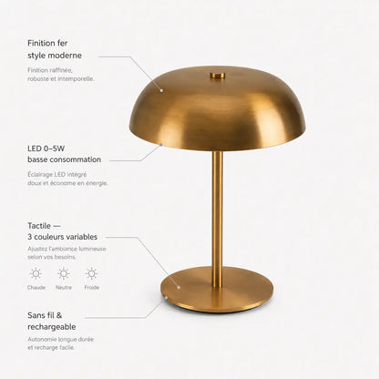 Lampe dôme sans fil, socle tactile | Calyx
