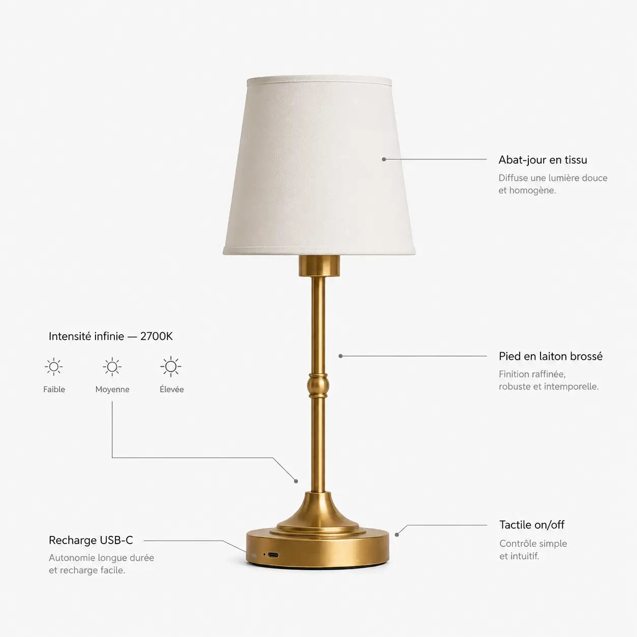 Lampe de bureau sans fil | Vela