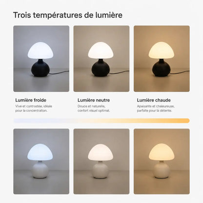 Trois températures de lumière de la lampe sans fil Bulla : blanc froid, neutre et chaud