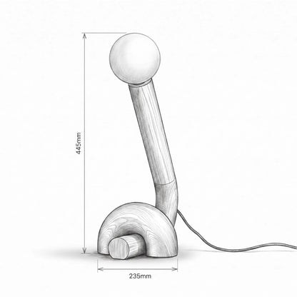 Lampe de bureau Cauda dimensions 235x445mm croquis technique