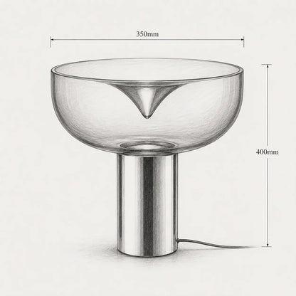 Lampe de bureau design Vortex – dimensions 350mm x 400mm, schéma technique