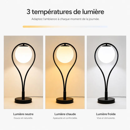 Trois températures de lumière de la lampe de bureau Halos : neutre, chaude et froide