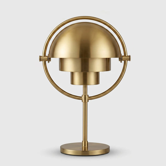 Lampe de bureau Solaria en métal doré design fond gris